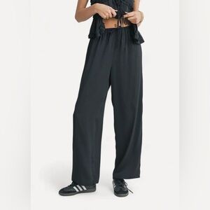 Sadie & Sage Sweet Treat Straight Leg Black Satin Pant